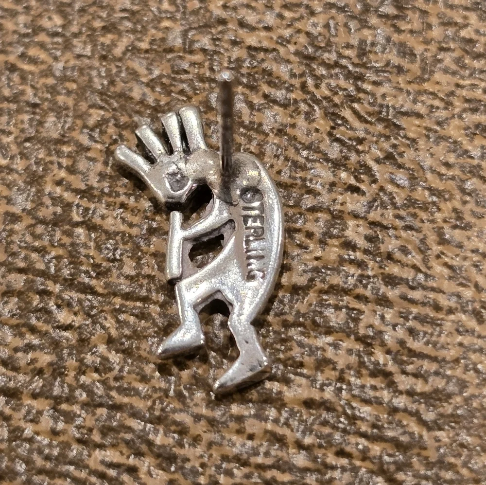 Kokopelli Native American Stud Earrings Sterling